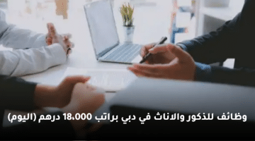 وظائف للذكور والاناث في دبي براتب 18،000 درهم (اليوم)