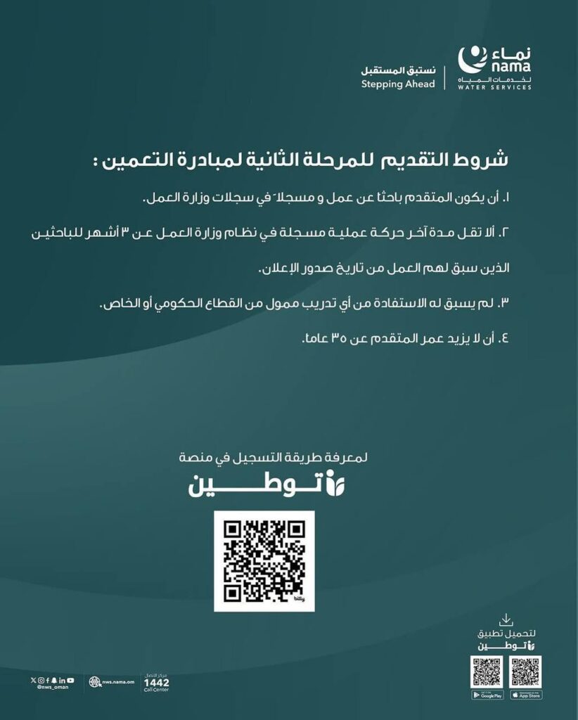  شركة نماء لخدمات المياه - 406 وظيفة شاغرة بعقود دائمة 